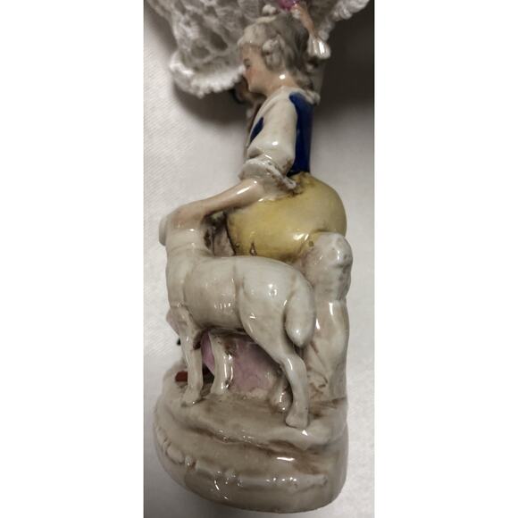 Dresden Pastoral Figurine Couple with Lamb Porcelain Marked Germany 19779 - Picture 2 of 8